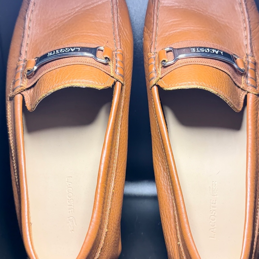 Lacoste Men's Tan Leather Slip-On Loafers - Picture 3 of 8